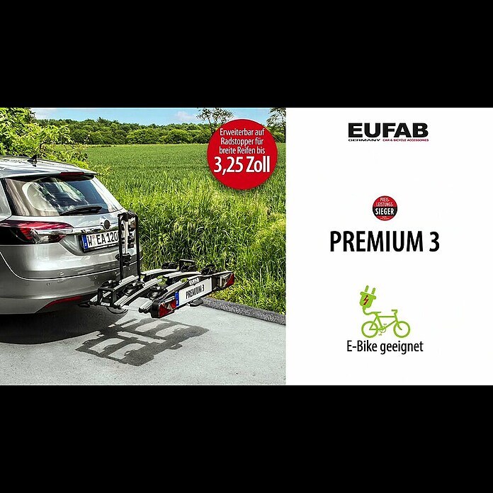 Eufab Fahrradträger Premium III (Geeignet für: 3 Fahrräder, Traglast: 60  kg)