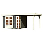 Karibu Gartenhaus Kerko 5 (Außenmaß inkl. Dachüberstand (B x T): 554 x 262 cm, Holz, Terragrau, Mit Seitendach) | BAUHAUS