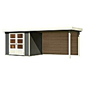 Karibu Gartenhaus Askola 3 (Außenmaß inkl. Dachüberstand (B x T): 528,5 x 238 cm, Holz, Terragrau, Mit Seitendach und Rückwand) | BAUHAUS