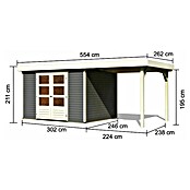 Karibu Gartenhaus Askola 5 (Außenmaß inkl. Dachüberstand (B x T): 554 x 262 cm, Holz, Terragrau, Mit Seitendach) | BAUHAUS