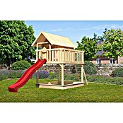 Karibu Kinderspielturm Fidel Set 4 (L x B x H: 243 x 198 x 329,5 cm, Natur/Rot) | BAUHAUS