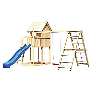 Karibu Stelzenhaus Frieda Set 11 (264 x 347 x 291 cm, Natur/Blau)