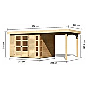 Karibu Gartenhaus Kerko 5 (Außenmaß inkl. Dachüberstand (B x T): 554 x 262 cm, Holz, Natur, Mit Seitendach) | BAUHAUS