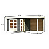 Karibu Gartenhaus Kerko 4 (Außenmaß inkl. Dachüberstand (B x T): 554 x 238 cm, Holz, Terragrau, Mit Seitendach und Rückwand) | BAUHAUS