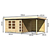 Karibu Gartenhaus Kerko 6 (Außenmaß inkl. Dachüberstand (B x T): 558 x 331 cm, Holz, Natur, Mit Seitendach und Rückwand) | BAUHAUS