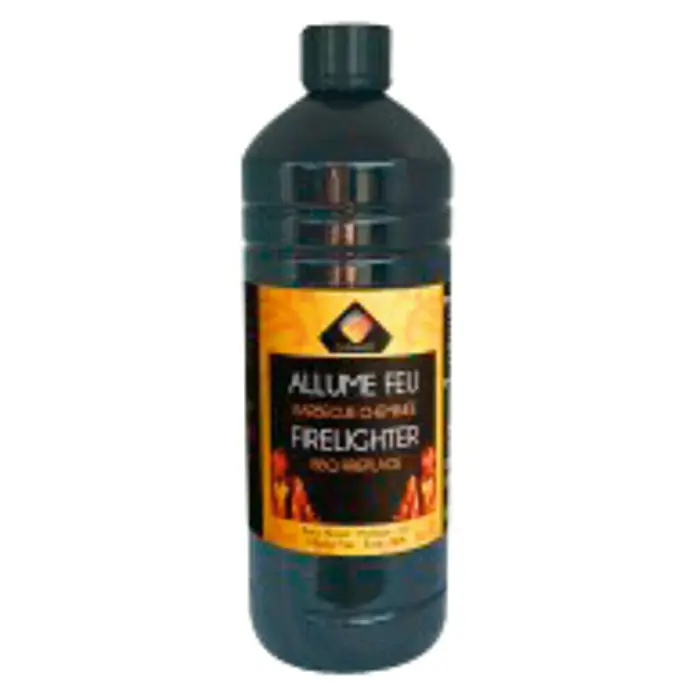 Líquido encendedor - 1.000 ml - Botella negra de Allume Feu, encendedor de fuego para chimeneas. Ideal para un encendido rápido y seguro del fuego, ambiente acogedor.