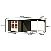 Karibu Gartenhaus Askola 6 (Außenmaß inkl. Dachüberstand (B x T): 595,5 x 331 cm, Holz, Terragrau, Mit Seitendach) | BAUHAUS