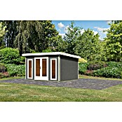 Karibu Gartenhaus Radeburg 2 (Außenmaß inkl. Dachüberstand (B x T): 406 x 331,5 cm, Holz, Terragrau) | BAUHAUS