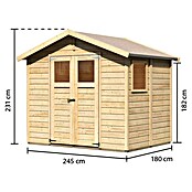 Karibu Gartenhaus Dalin (Außenmaß inkl. Dachüberstand (B x T): 263 x 210 cm, Holz, Natur) | BAUHAUS