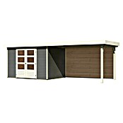 Karibu Gartenhaus Askola 4 (Außenmaß inkl. Dachüberstand (B x T): 591,5 x 238 cm, Holz, Terragrau, Mit Seitendach und Rückwand) | BAUHAUS