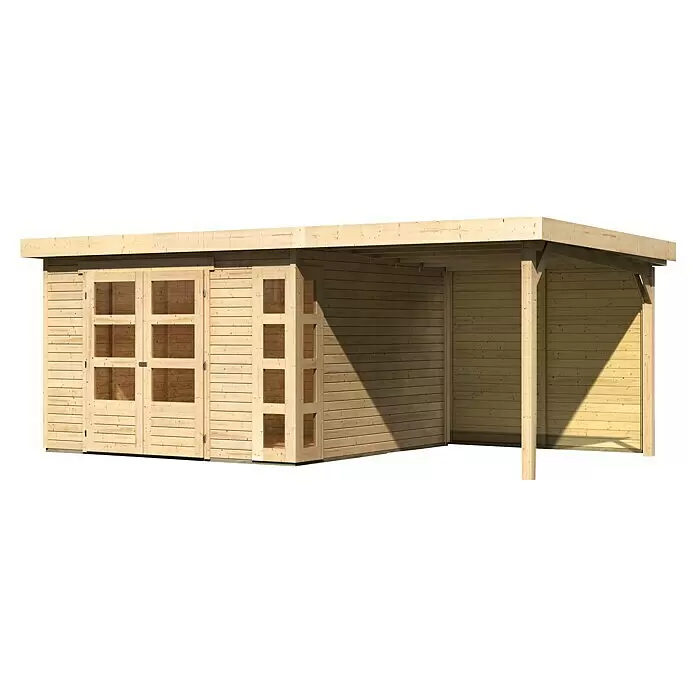 Karibu Gartenhaus Kerko 6Außenmaß inkl. Dachüberstand (B x T): 558 x 331 cm, Holz, Natur, Mit Seitendach und Rückwand