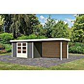 Karibu Gartenhaus Askola 4 (Außenmaß inkl. Dachüberstand (B x T): 591,5 x 238 cm, Holz, Terragrau, Mit Seitendach und Rückwand) | BAUHAUS