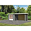 Karibu Gartenhaus Askola 3,5 (Außenmaß inkl. Dachüberstand (B x T): 528,5 x 262 cm, Holz, Terragrau, Mit Seitendach, Rück- und Seitenwand) | BAUHAUS