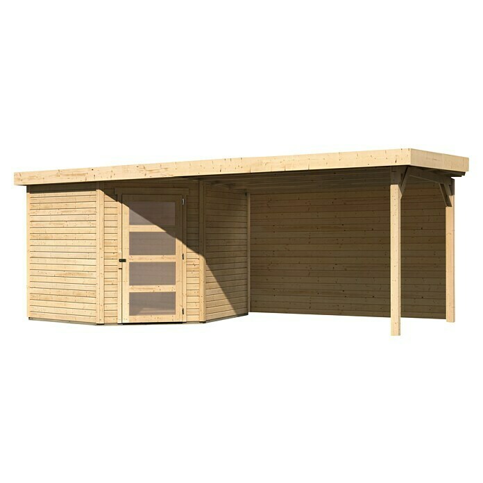 Karibu Gartenhaus Schwandorf 5 (Außenmaß inkl. Dachüberstand (B x T): 529,5 x 262 cm, Holz, Natur)