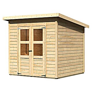 Karibu Gartenhaus Timmo (Außenmaß inkl. Dachüberstand (B x T): 240 x 236 cm, Holz, Natur)