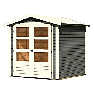 Karibu Gartenhaus Amberg 2 (Außenmaß inkl. Dachüberstand (B x T): 213 x 197 cm, Holz, Terragrau)