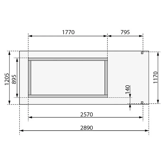 Karibu GartenhausAußenmaß inkl. Dachüberstand (B x T): 289 x 120 cm, Holz, Natur