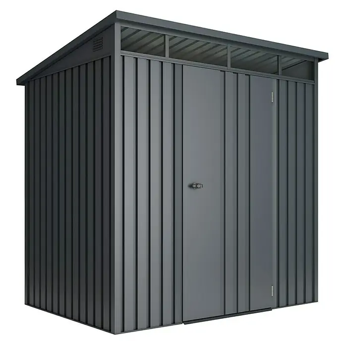 Hoggar Caseta de jardín Allister 3.0 - Medidas ext. (An x Pr): 197 x 146 cm, Antracita, Metal, Área: 3 m² - Un cobertizo de jardín de metal gris espacioso, perfecto para guardar herramientas y equipos de jardinería al aire libre. Construcción robusta para la durabilidad.