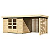 Karibu Gartenhaus Askola 4 (Außenmaß inkl. Dachüberstand (B x T): 554 x 238 cm, Holz, Natur, Mit Seitendach, Rück- und Seitenwand) | BAUHAUS