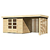 Karibu Gartenhaus Askola 4 (Außenmaß inkl. Dachüberstand (B x T): 554 x 238 cm, Holz, Natur, Mit Seitendach, Rück- und Seitenwand) | BAUHAUS