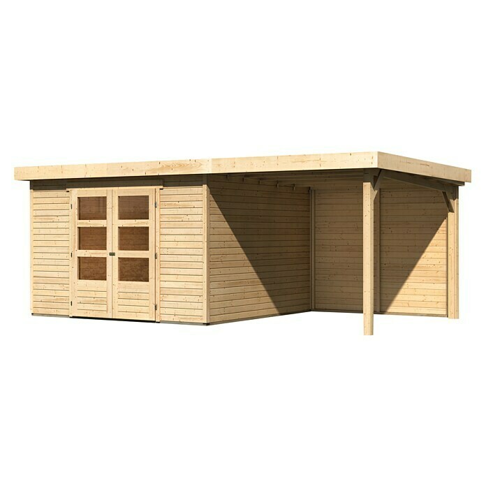 Karibu Gartenhaus T): (Außenmaß Dachüberstand inkl. Natur, Kerko (B x | Rückwand) Holz, Seitendach BAUHAUS Mit 558 331 6 und cm, x