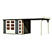 Karibu Gartenhaus Kerko 5 (Außenmaß inkl. Dachüberstand (B x T): 591,5 x 262 cm, Holz, Terragrau, Mit Seitendach) | BAUHAUS