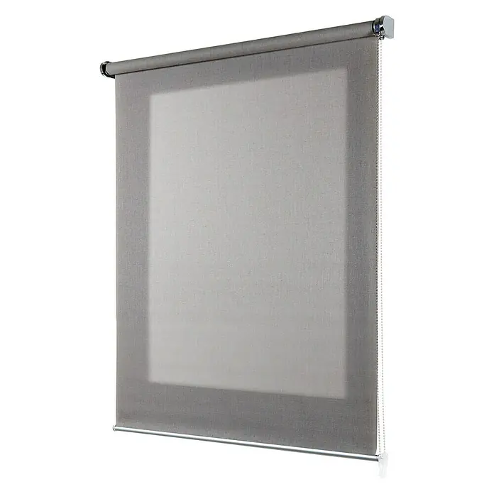 Estor enrollable Roll-up Scandi - An x Al: 80 x 250 cm, Roca, Unicolor - La imagen muestra un estor enrollable gris con accionamiento de cadena, apto para ventanas o puertas, que ofrece buena privacidad y control de luz.