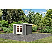 Karibu Gartenhaus Askola 5 (Außenmaß inkl. Dachüberstand (B x T): 330 x 262 cm, Holz, Terragrau, Ohne Seitendach) | BAUHAUS