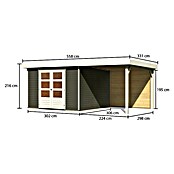 Karibu Gartenhaus Askola 6 (Außenmaß inkl. Dachüberstand (B x T): 558 x 331 cm, Holz, Terragrau, Mit Seitendach und Rückwand) | BAUHAUS