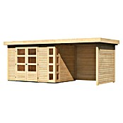 Karibu Gartenhaus Kerko 4 (Außenmaß inkl. Dachüberstand (B x T): 554 x 238 cm, Holz, Natur, Mit Seitendach, Rück- und Seitenwand) | BAUHAUS