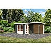 Karibu Gartenhaus Kerko 4 (Außenmaß inkl. Dachüberstand (B x T): 554 x 238 cm, Holz, Terragrau, Mit Seitendach und Rückwand) | BAUHAUS