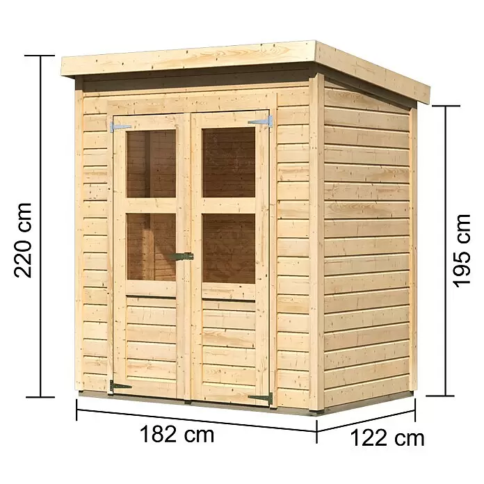 Karibu Gartenhaus Merseburg 2Außenmaß inkl. Dachüberstand (B x T): 189 x 142 cm, Holz, Natur, Ohne Seitendach