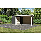 Karibu Gartenhaus Schwandorf 3 (Außenmaß inkl. Dachüberstand (B x T): 504,5 x 238 cm, Holz, Terragrau) | BAUHAUS