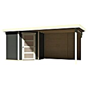 Karibu Gartenhaus Schwandorf 3 (Außenmaß inkl. Dachüberstand (B x T): 504,5 x 238 cm, Holz, Terragrau) | BAUHAUS