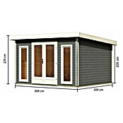 Karibu Gartenhaus Radeburg 2 (Außenmaß inkl. Dachüberstand (B x T): 406 x 331,5 cm, Holz, Terragrau) | BAUHAUS