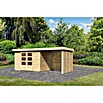 Karibu Gartenhaus Askola 4 (Außenmaß inkl. Dachüberstand (B x T): 554 x 238 cm, Holz, Natur, Mit Seitendach, Rück- und Seitenwand) | BAUHAUS