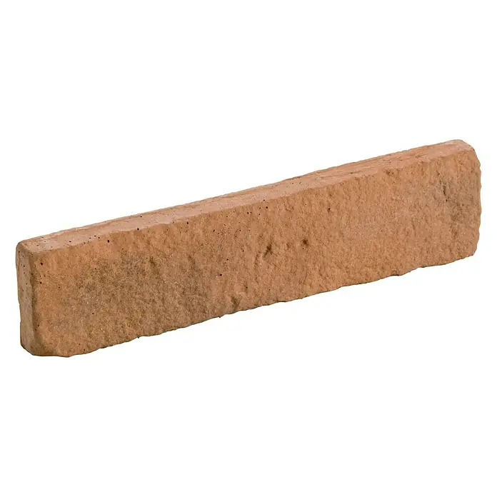 Revestimiento de piedra Mediterráneo Teja - 24 x 5,5 x 2,5 cm - Primer plano de un solo ladrillo de color marrón rojizo, ideal para proyectos de construcción o decorativos.