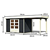 Karibu Gartenhaus Malta (Außenmaß inkl. Dachüberstand (B x T): 614 x 333 cm, Holz, Natur, Mit Seitendach) | BAUHAUS