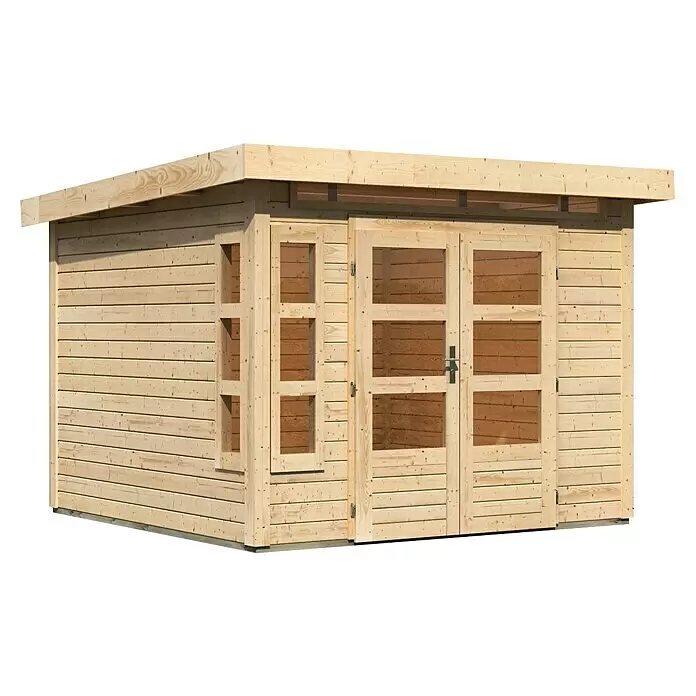 Karibu Gartenhaus Kastorf 6Außenmaß inkl. Dachüberstand (B x T): 305 x 303 cm, Holz, Natur