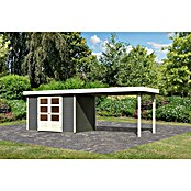 Karibu Gartenhaus Askola 4 (Außenmaß inkl. Dachüberstand (B x T): 591,5 x 238 cm, Holz, Terragrau, Mit Seitendach) | BAUHAUS