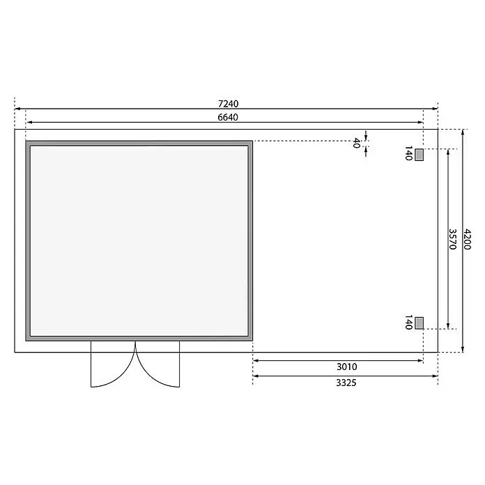 Karibu Gartenhaus Northeim 5Außenmaß inkl. Dachüberstand (B x T): 724 x 393 cm, Holz, Natur, Mit Seitendach und Rückwand