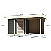 Karibu Gartenhaus Schwandorf 3 (Außenmaß inkl. Dachüberstand (B x T): 467 x 238 cm, Holz, Terragrau) | BAUHAUS