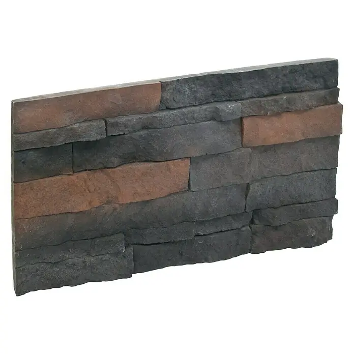 Revestimiento de piedra Salonica Onix - 60 x 30 x 2 cm - Panel decorativo de pared de piedra con tonos grises y marrones mezclados para un diseño de pared rústico.