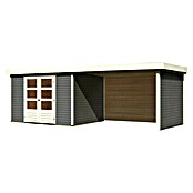 Karibu Gartenhaus Askola 5 (Außenmaß inkl. Dachüberstand (B x T): 591,5 x 262 cm, Holz, Terragrau, Mit Seitendach, Rück- und Seitenwand) | BAUHAUS