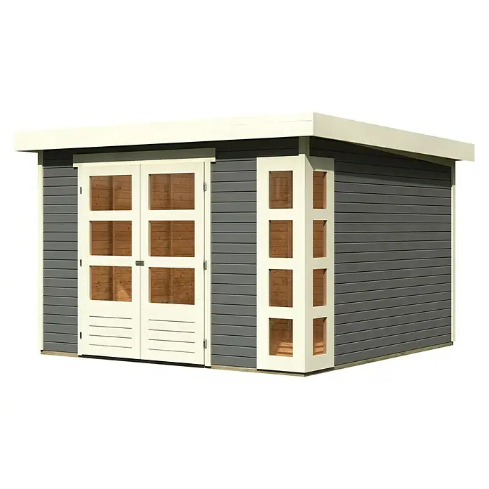Karibu Gartenhaus Kerko 6Außenmaß inkl. Dachüberstand (B x T): 334 x 331 cm, Holz, Terragrau