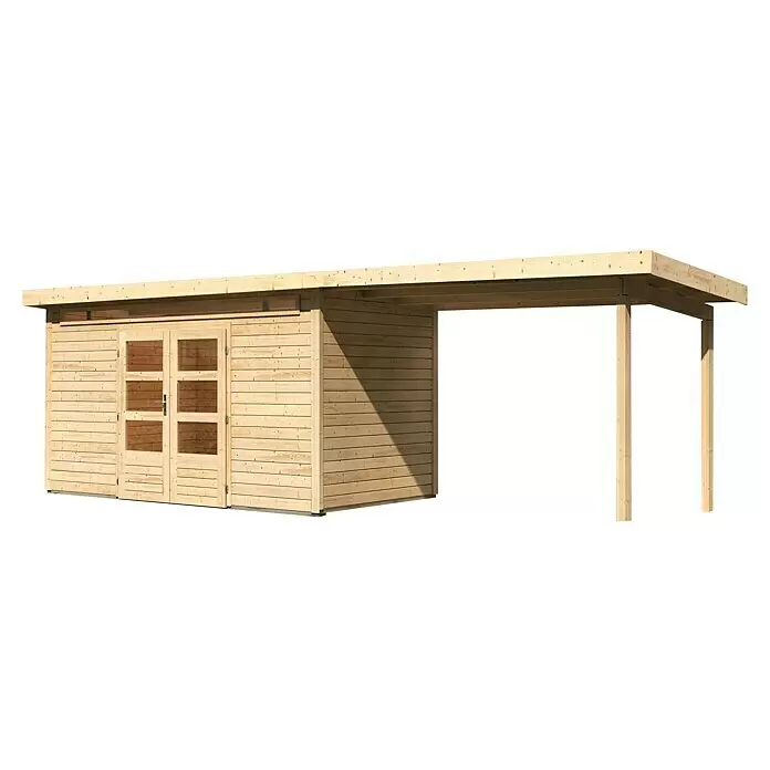 Karibu Gartenhaus Kandern 9Außenmaß inkl. Dachüberstand (B x T): 704 x 332 cm, Holz, Natur