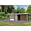 Karibu Gartenhaus Kerko 4 (Außenmaß inkl. Dachüberstand (B x T): 609 x 238 cm, Holz, Terragrau, Mit Seitendach, Rück- und Seitenwand) | BAUHAUS