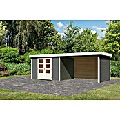 Karibu Gartenhaus Askola 5 (Außenmaß inkl. Dachüberstand (B x T): 591,5 x 262 cm, Holz, Terragrau, Mit Seitendach, Rück- und Seitenwand) | BAUHAUS