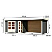 Karibu Gartenhaus Kerko 4 (Außenmaß inkl. Dachüberstand (B x T): 609 x 238 cm, Holz, Terragrau, Mit Seitendach, Rück- und Seitenwand) | BAUHAUS