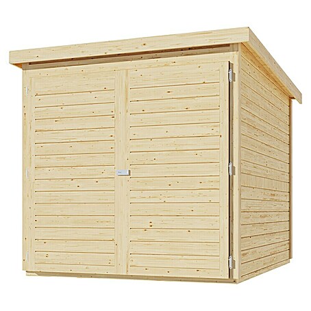 Karibu Fahrradgarage Natur (Außenmaß inkl. Dachüberstand (B x T): 179 x 227 cm, Holz, Natur)